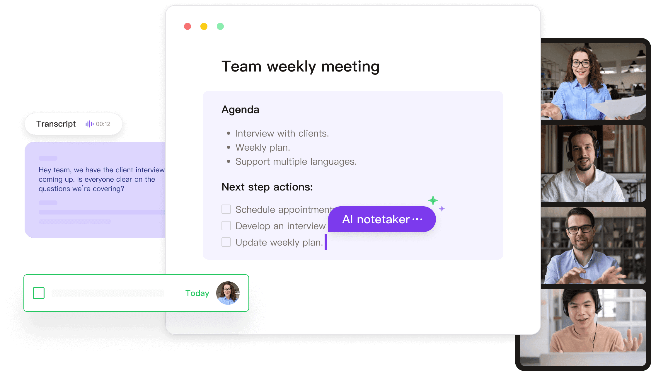 Real-time AI meeting summary generated by Notigo