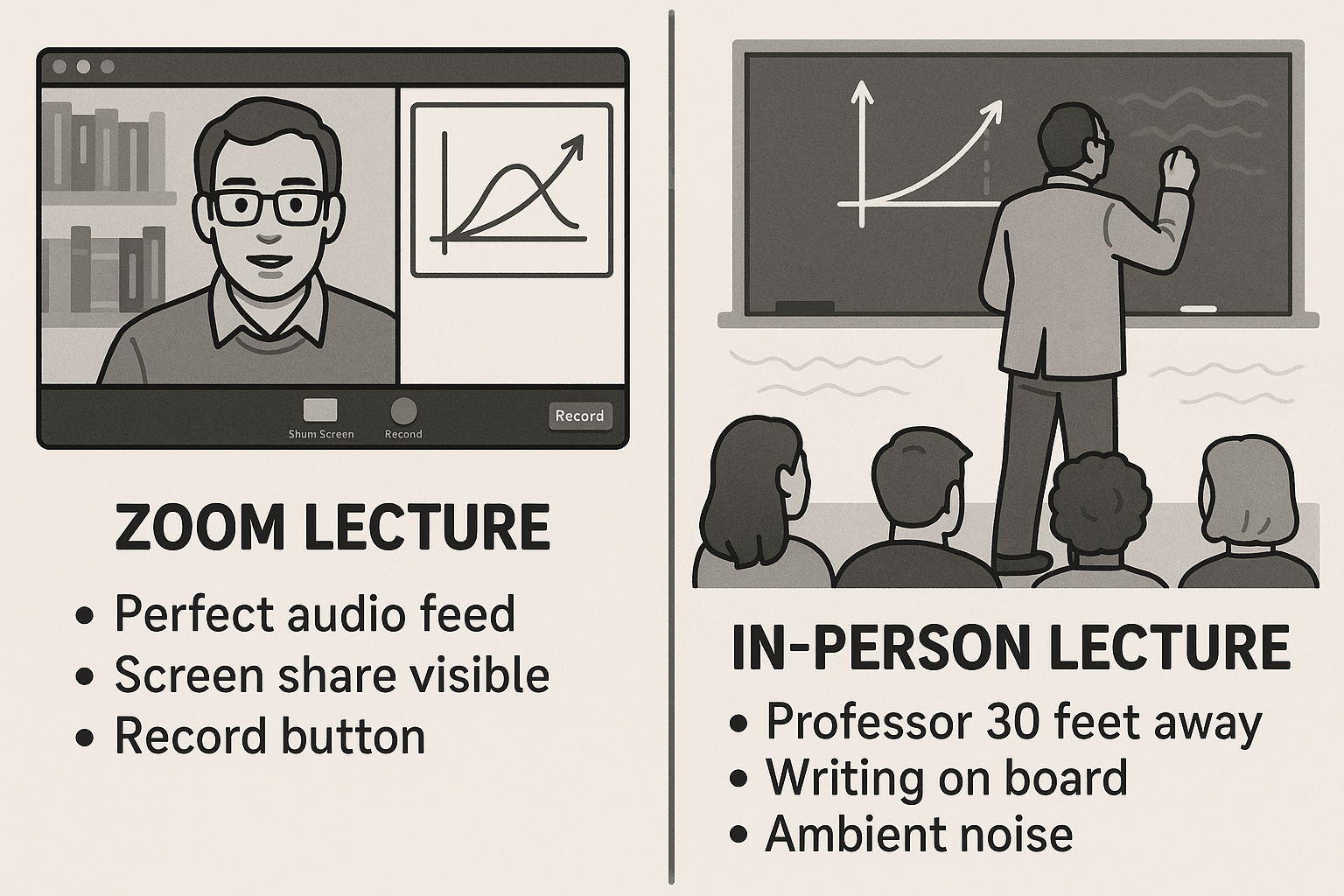 Challenges of recording in-person lectures