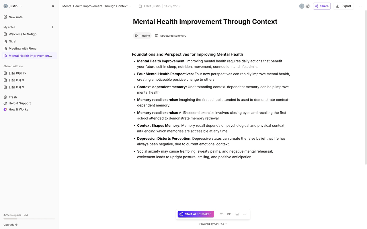 Notigo simple interface