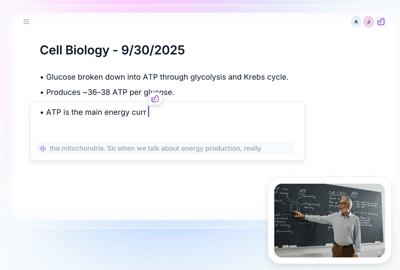 Notigo structured lecture notes interface