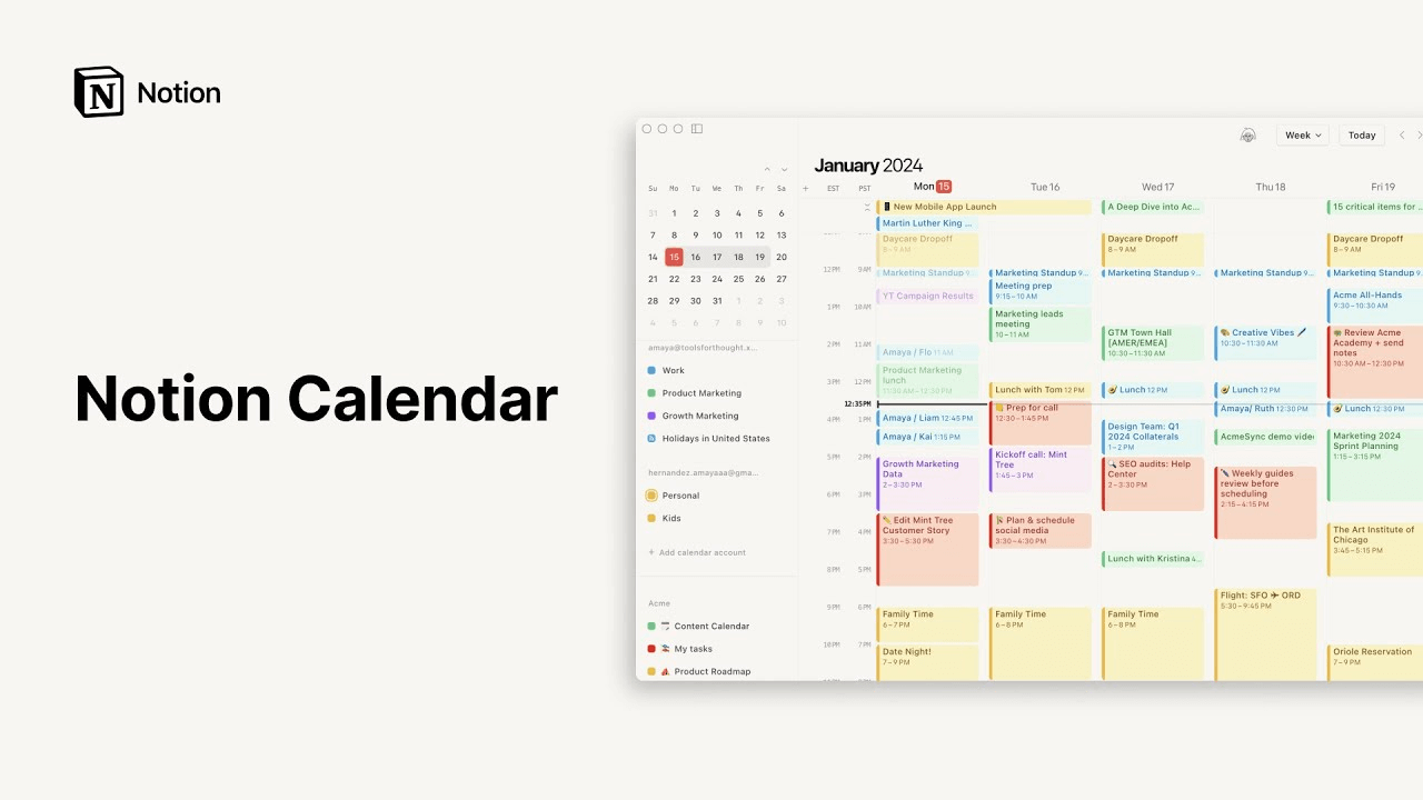 Notion Calendar modern scheduler UI