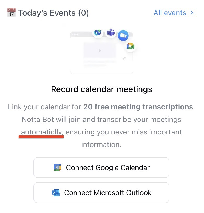Notta.ai broken UI elements