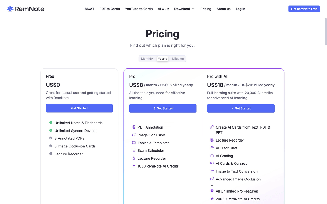 RemNote pricing comparison