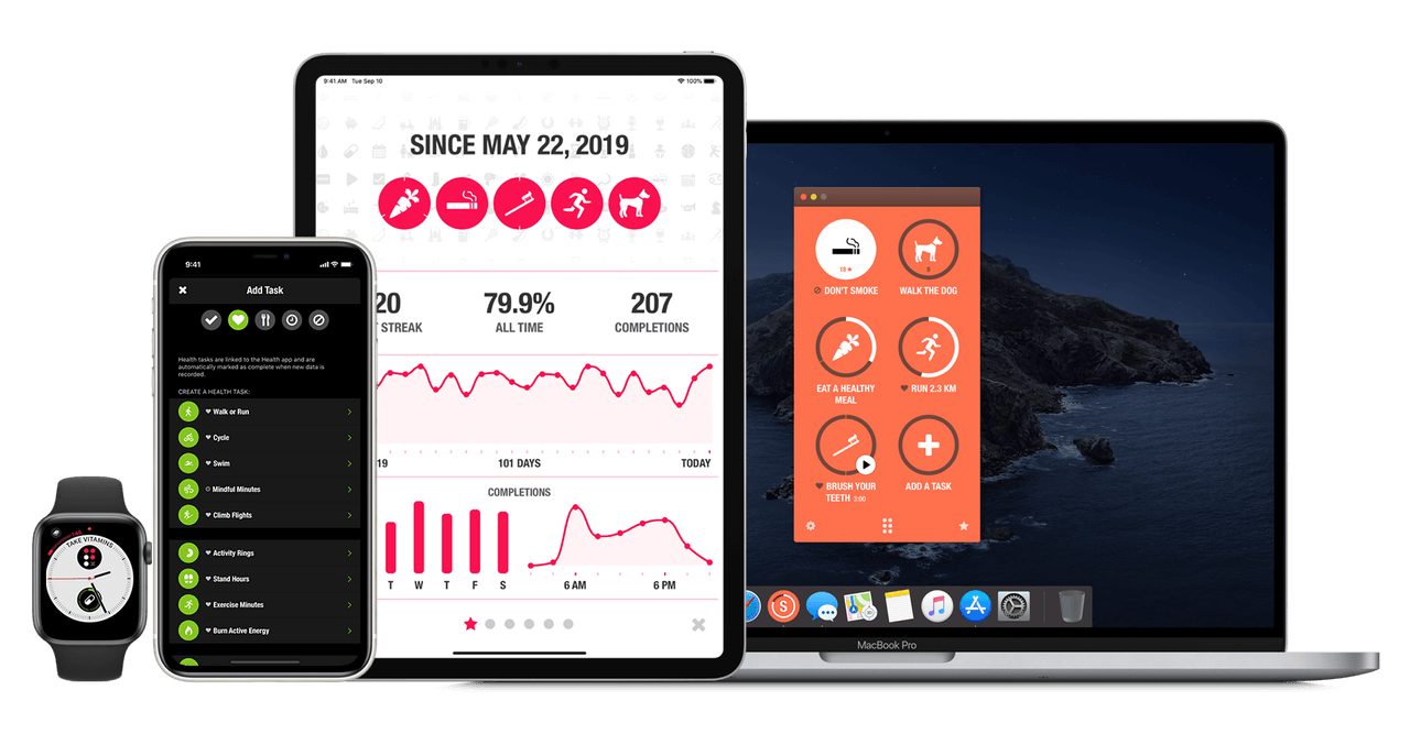 Streaks daily habit tracker minimalist progress rings