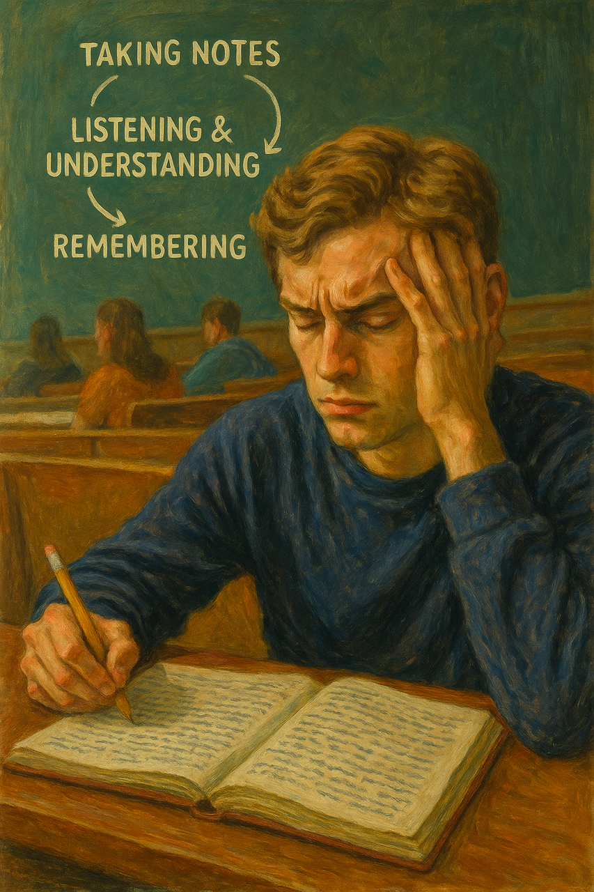 Student struggling with traditional
note-taking