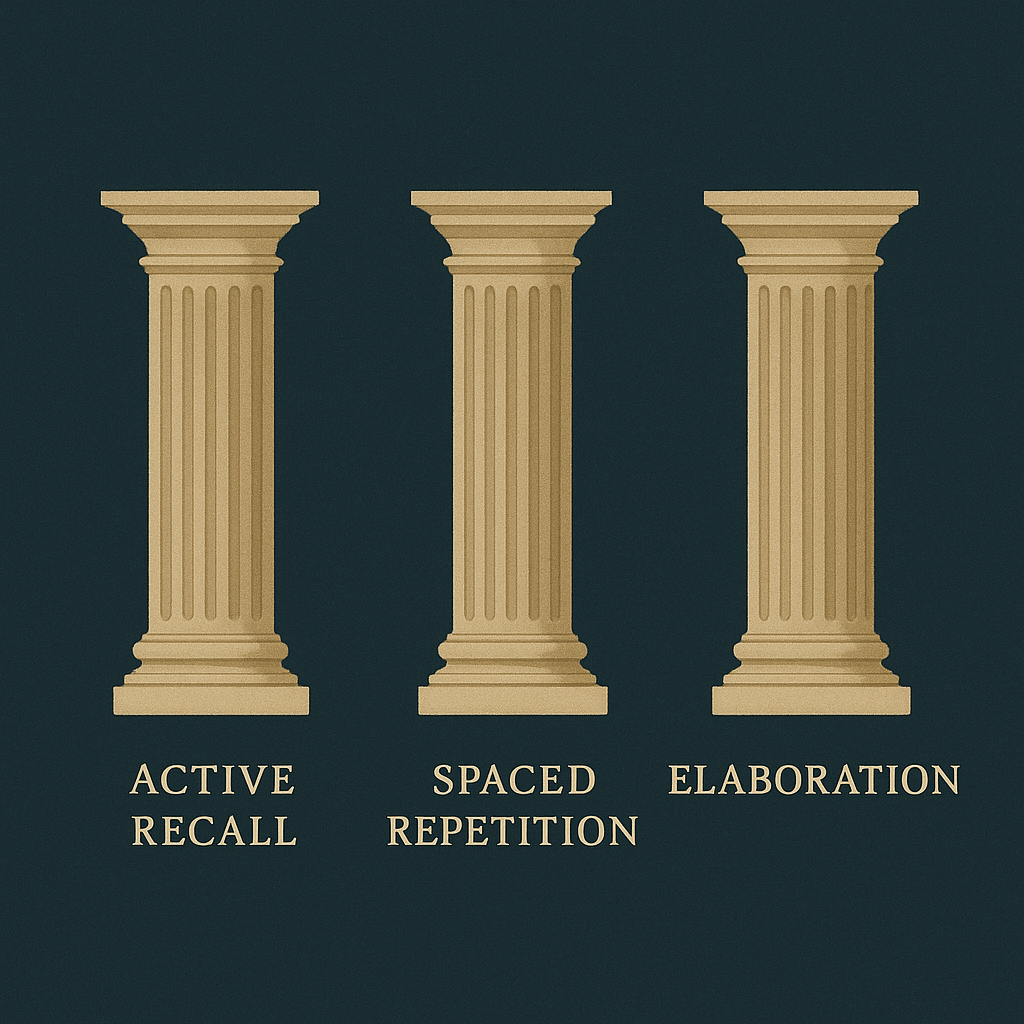 Three pillars of effective learning diagram